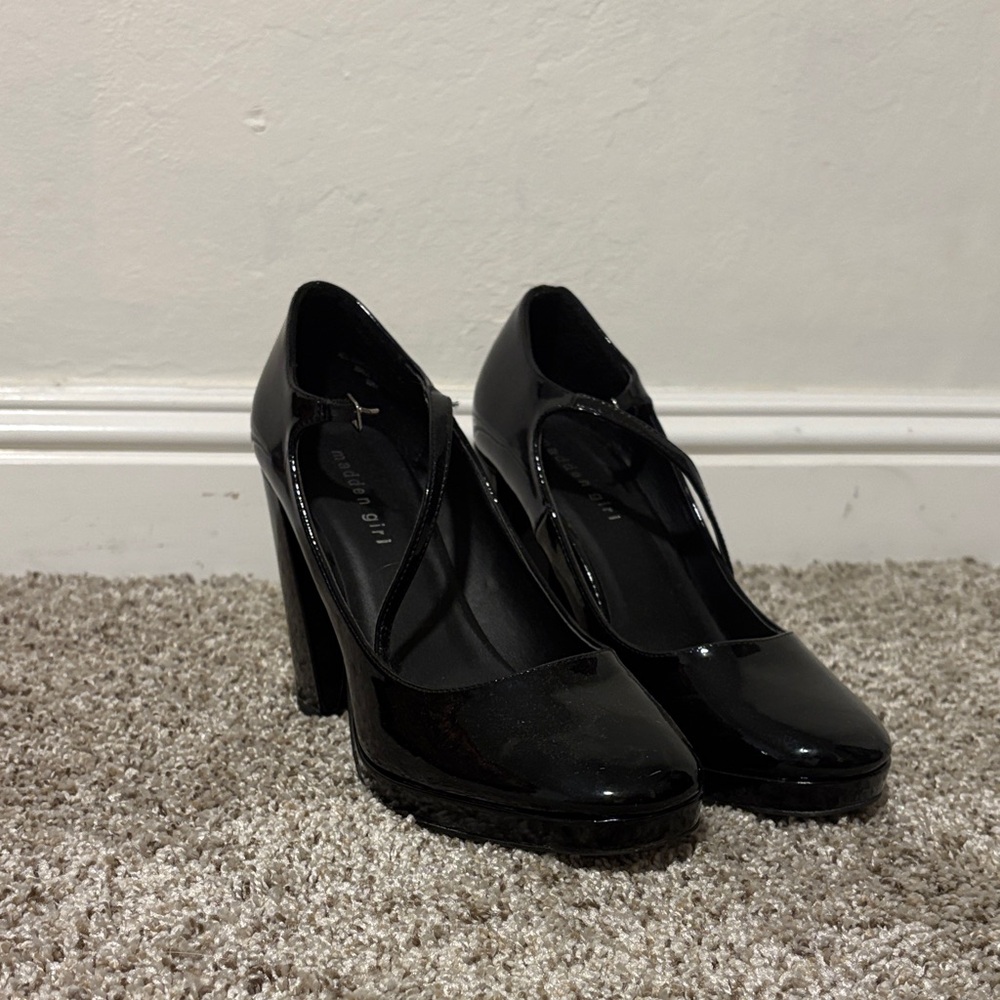Madden Girl Shiny Black Heels